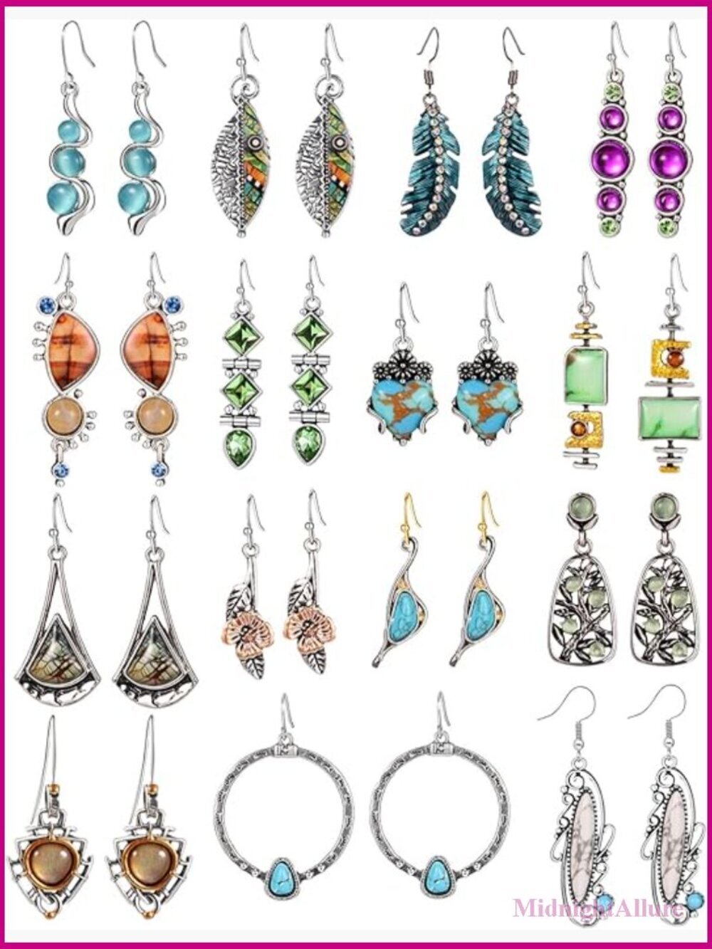 16 Pairs Silver Dangle Earrings Set Hypoallergenic Studs Teen Girl Gift